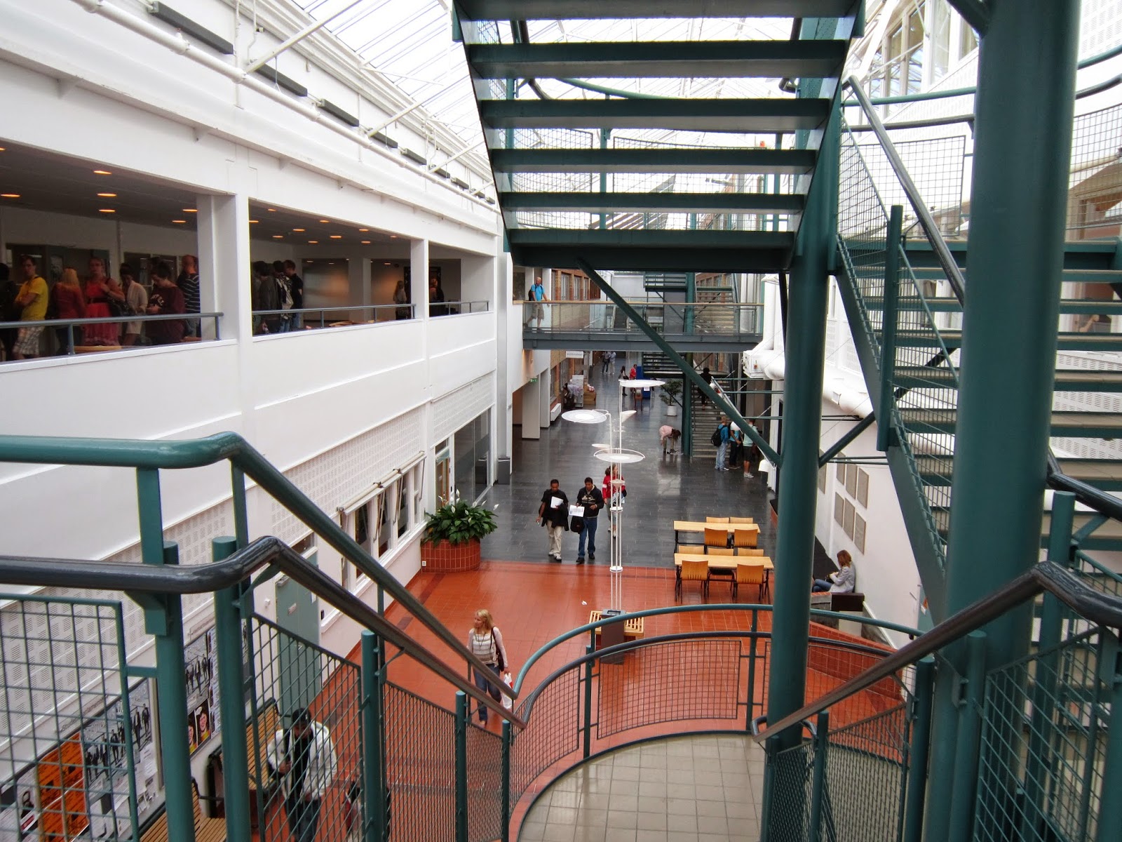 Inside university building